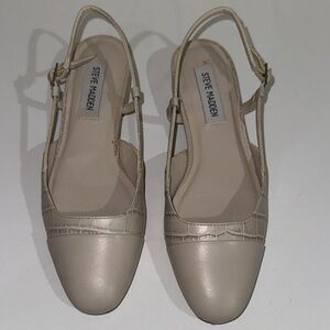 Steve Madden Women's Snake Beige Slingback Flats